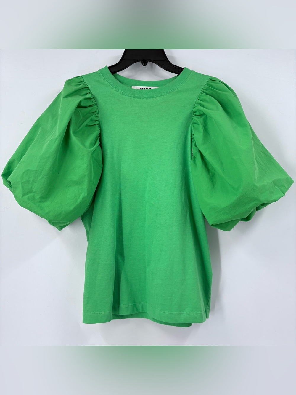 MSGM Milano Green Puff Sleeve Top